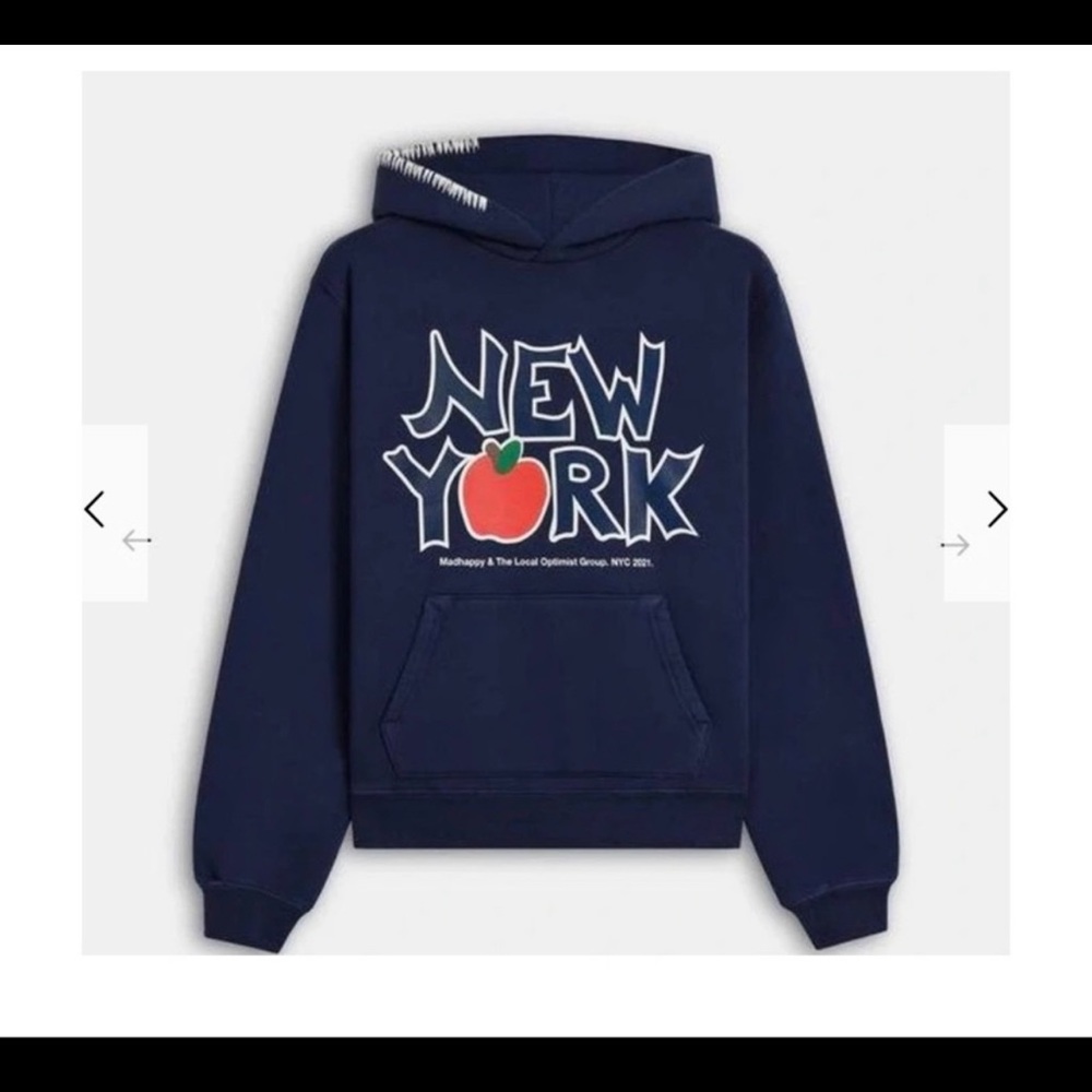 MADHAPPY NYC hoodie in navy, size M.